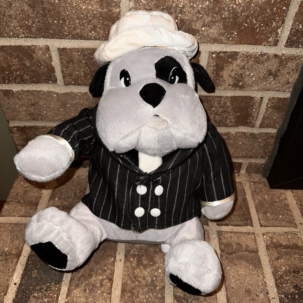 Vintage Classic Toy Co Gangster Mafia Bulldog Plush Pinstripe Suit Fedora Hat